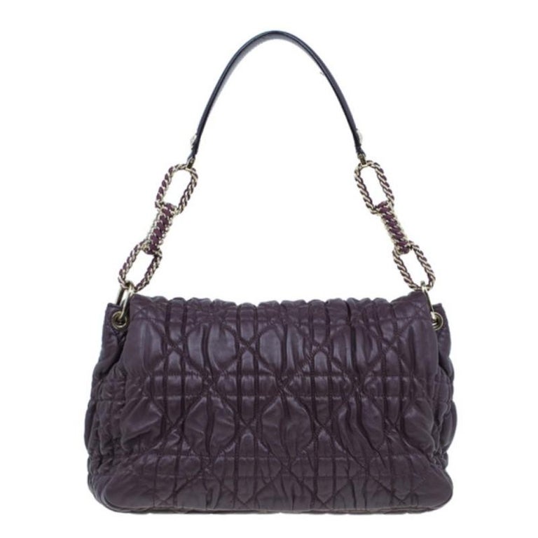 Dior Purple Lambskin Large Cannage Quilted Flap Shoulder Bag For Sale ...