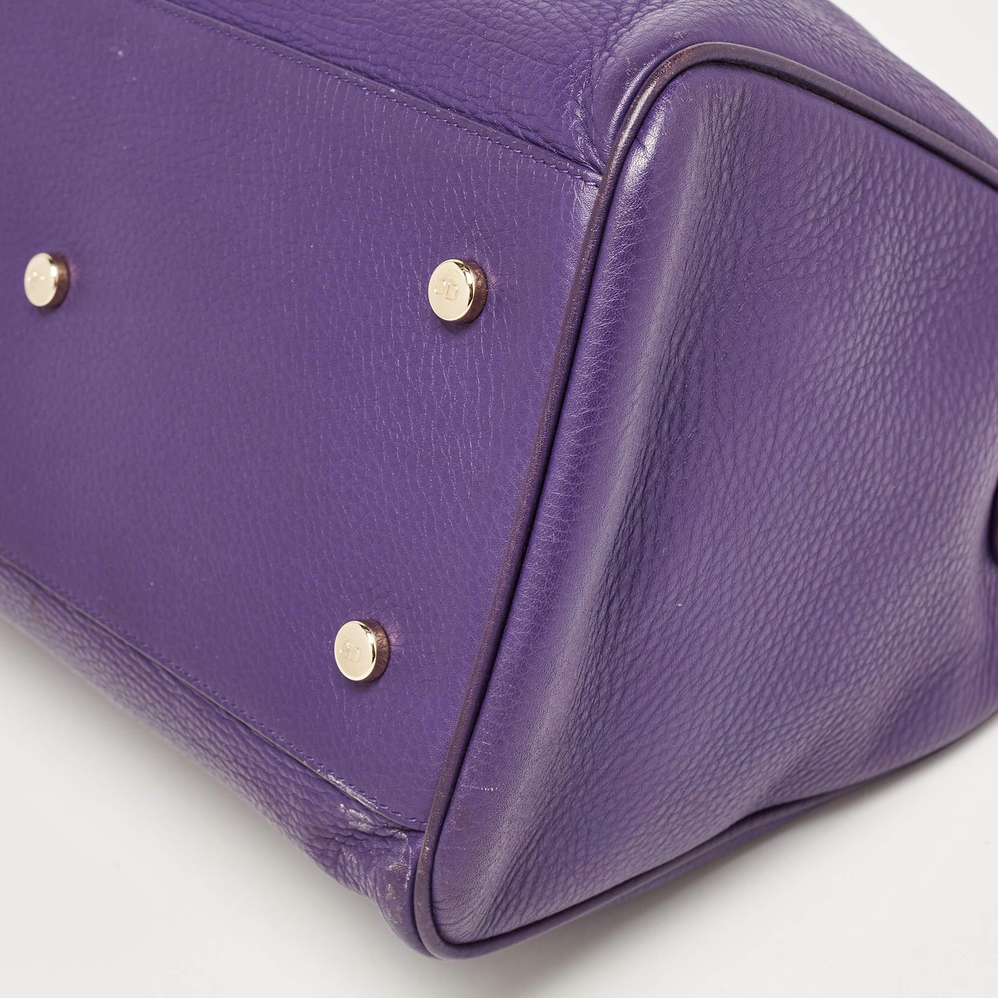 Dior Purple Leather Diorissimo Bowler Bag For Sale 7