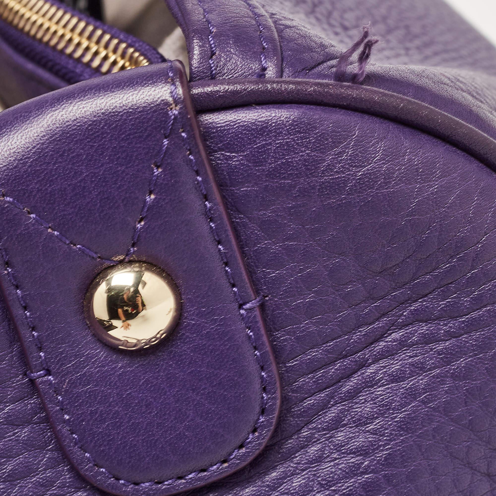 Dior Purple Leather Diorissimo Bowler Bag For Sale 8