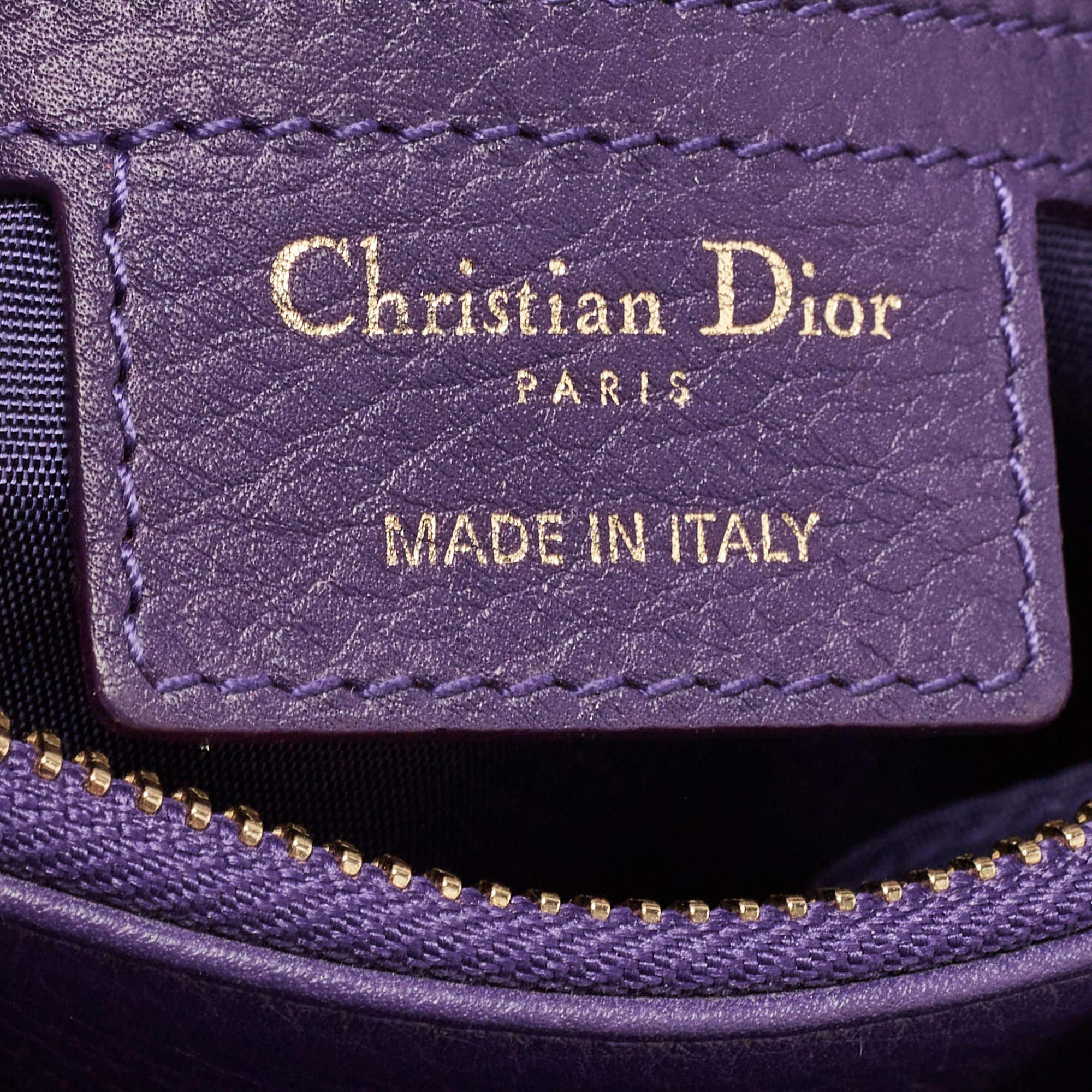 Dior - Sac bowler Diorissimo en cuir violet en vente 10