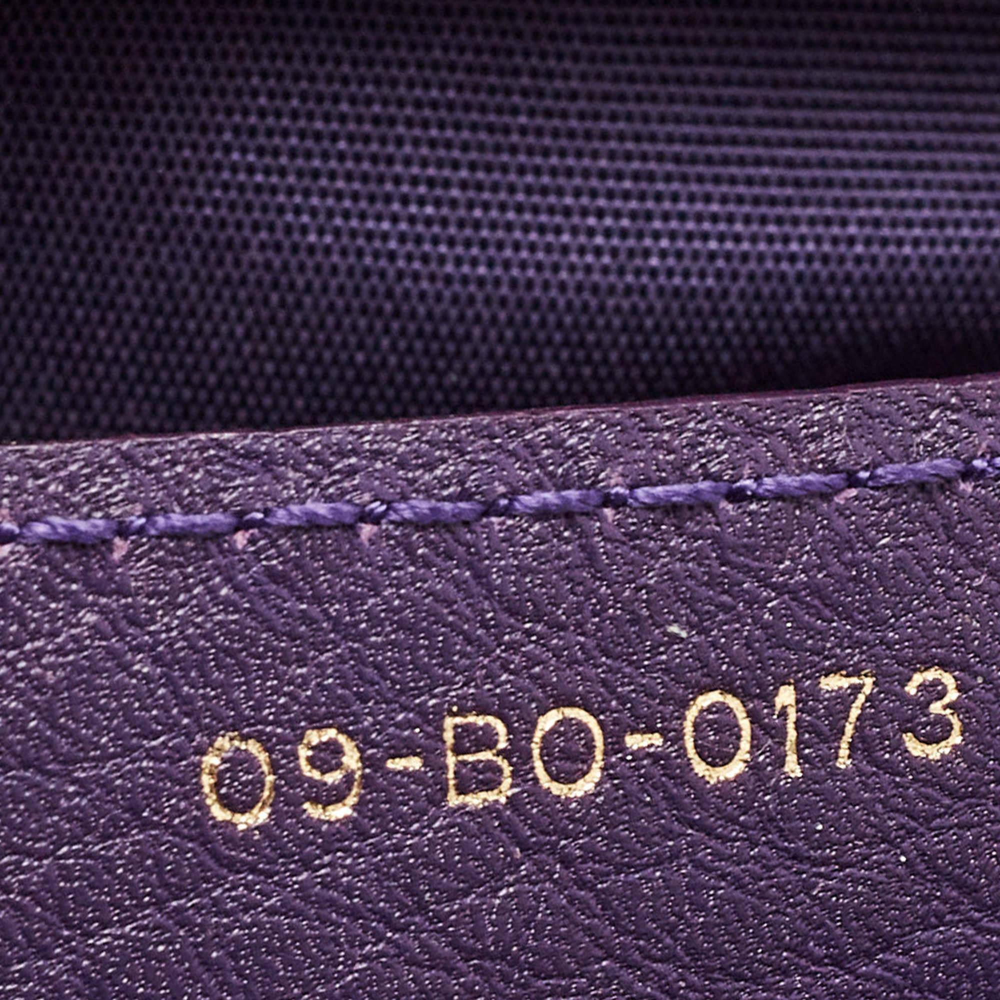 Dior Purple Leather Diorissimo Bowler Bag In Good Condition For Sale In Dubai, Al Qouz 2