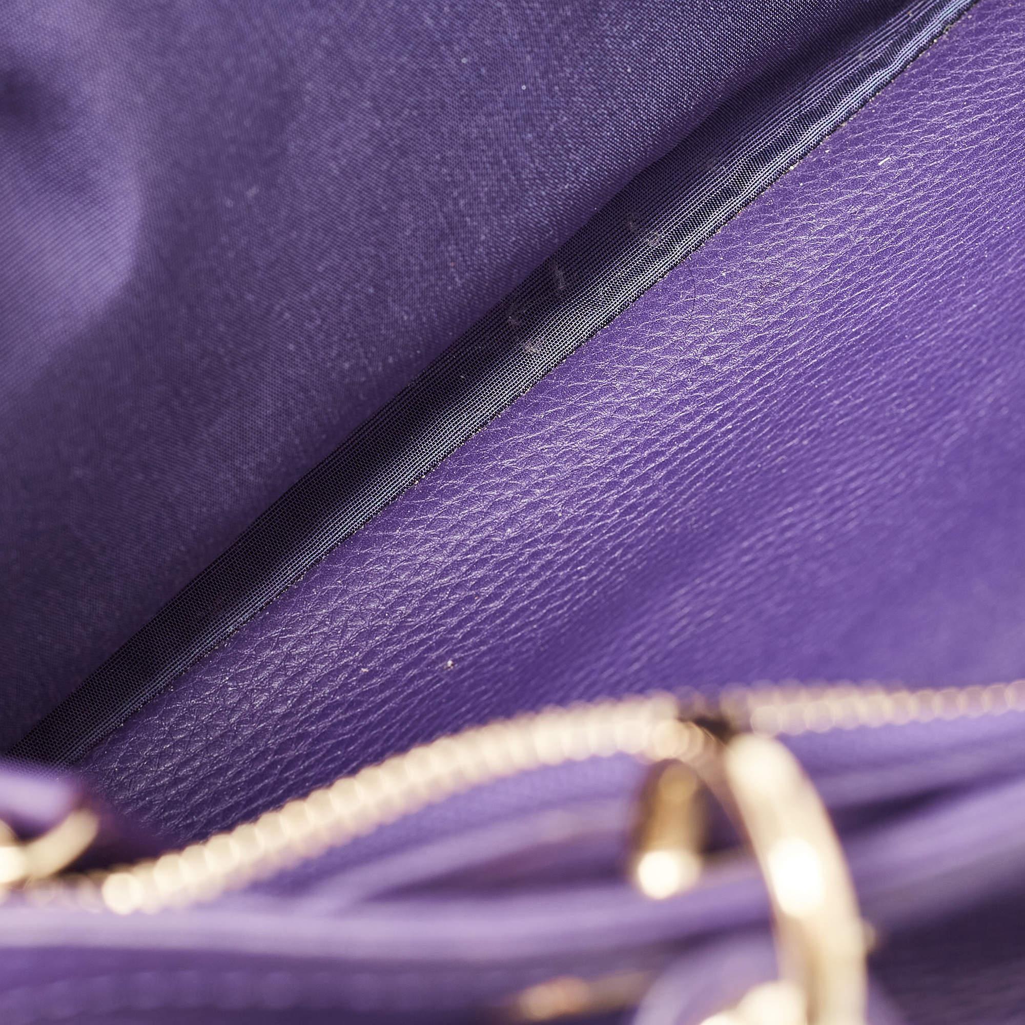 Dior Purple Leather Diorissimo Bowler Bag For Sale 2
