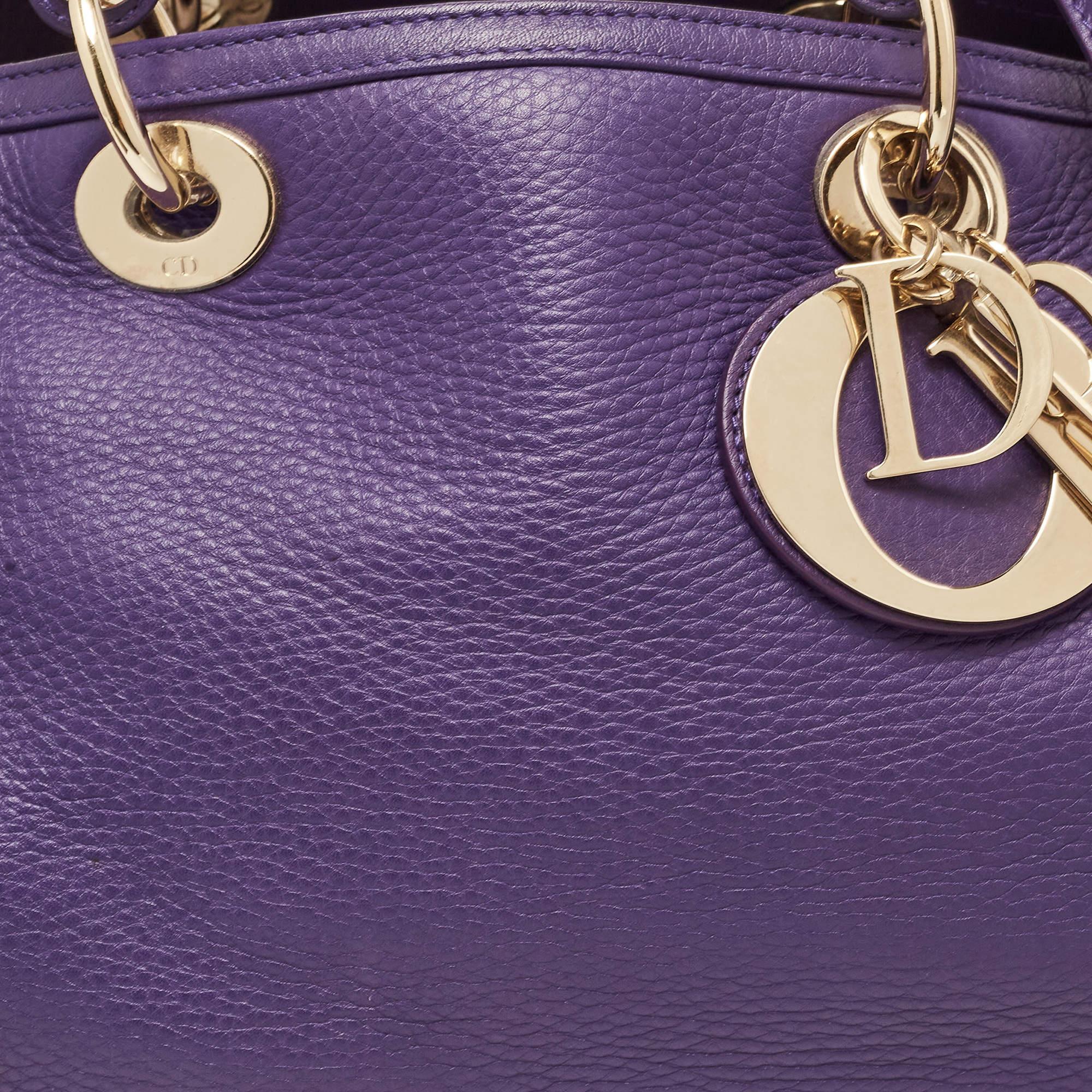 Dior Purple Leather Diorissimo Bowler Bag For Sale 3