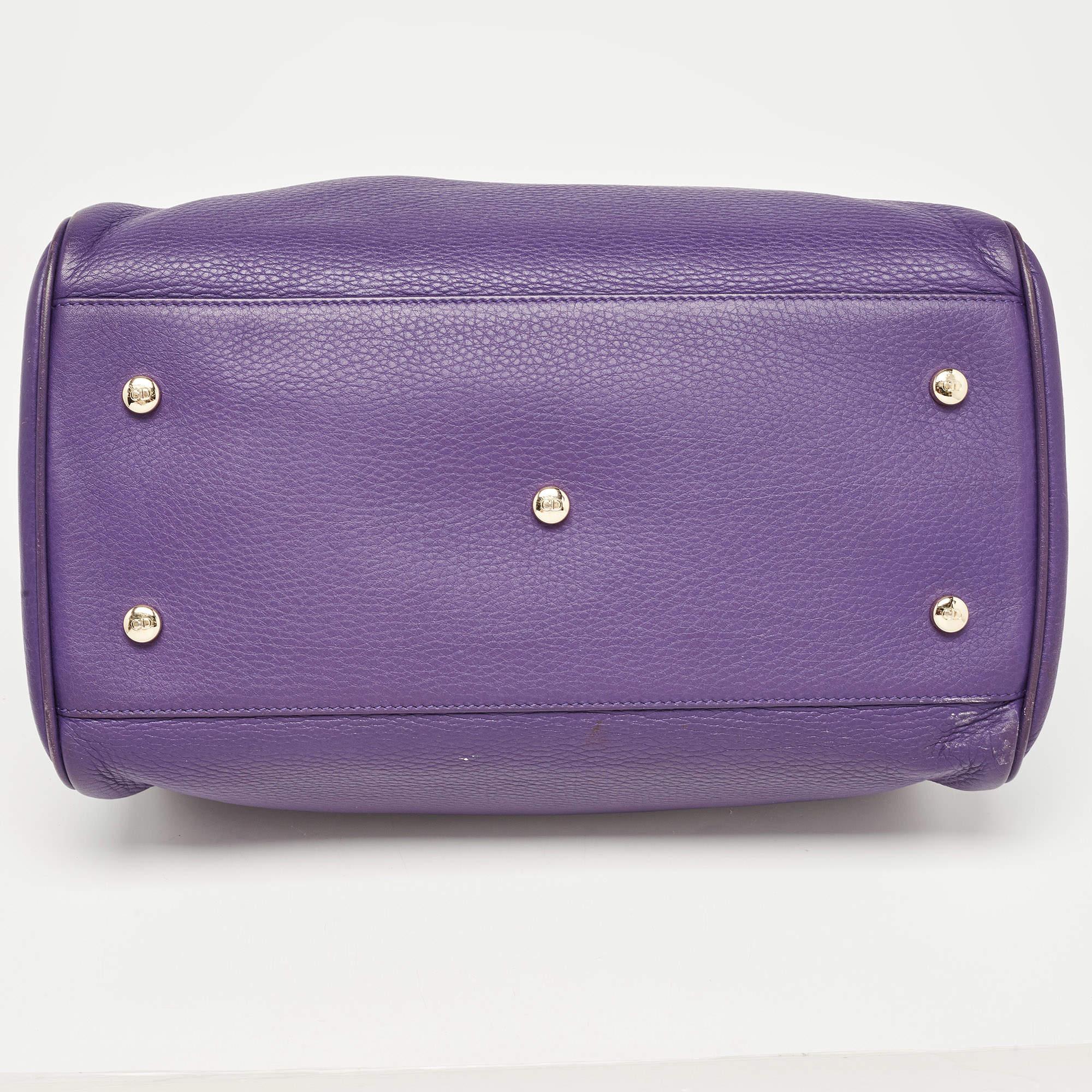 Dior Purple Leather Diorissimo Bowler Bag For Sale 5