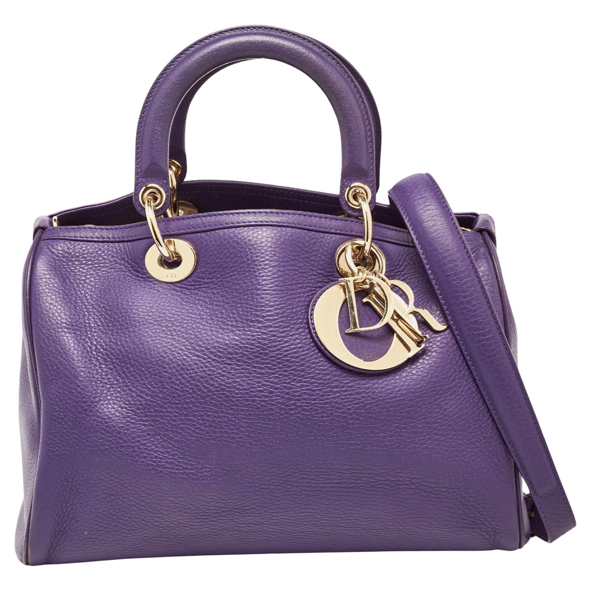 Dior Purple Leather Diorissimo Bowler Bag For Sale