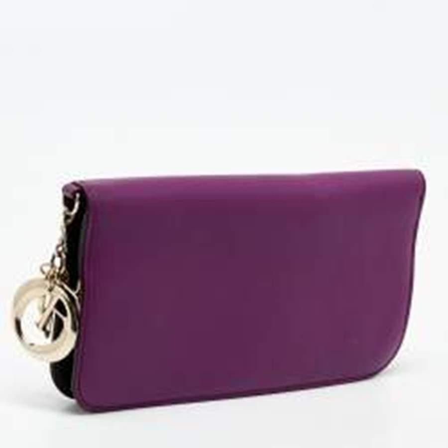 Dior Purple Leather Diorissimo Long Wallet In Good Condition In Dubai, Al Qouz 2