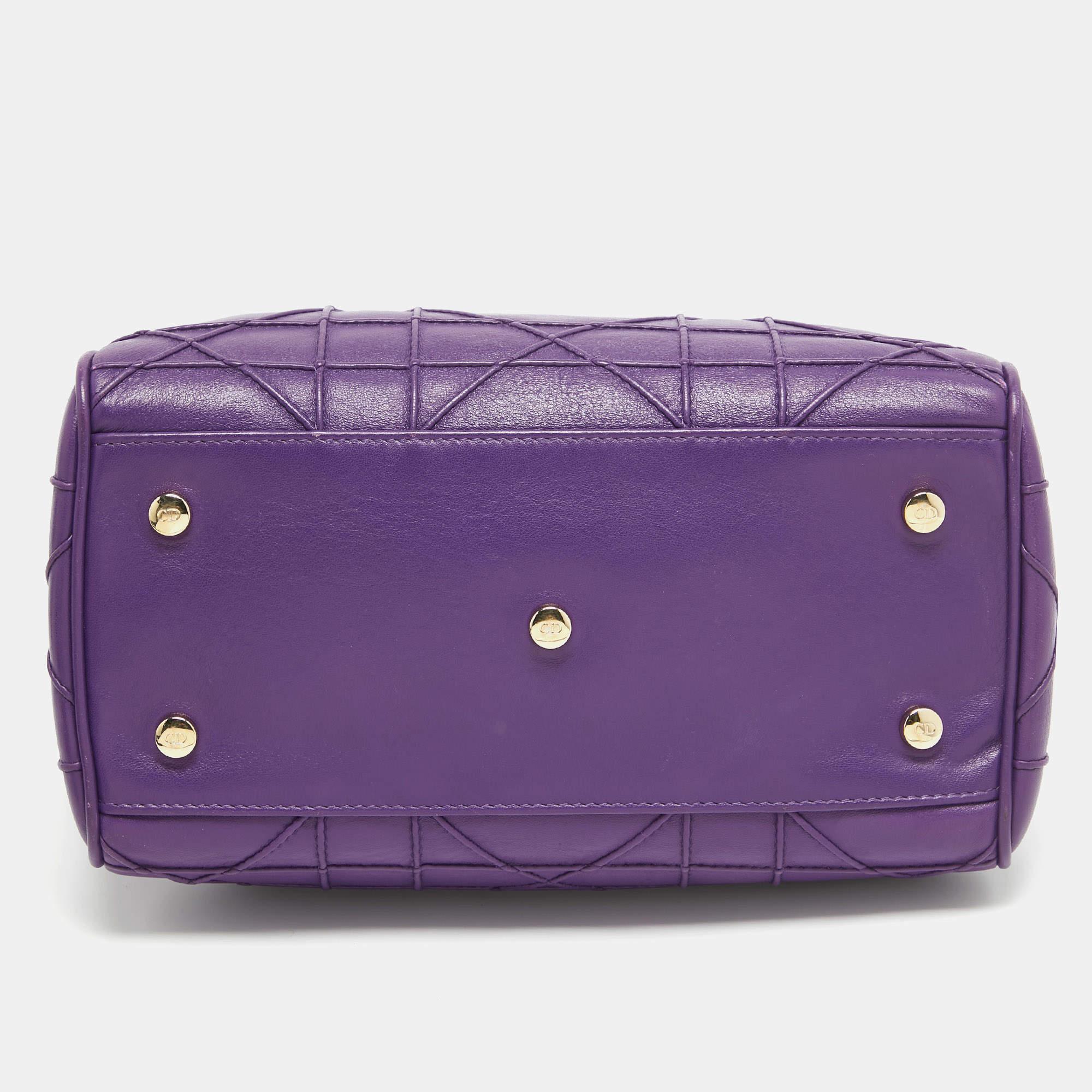 Dior Purple Leather Granville Polochon Bag For Sale 6