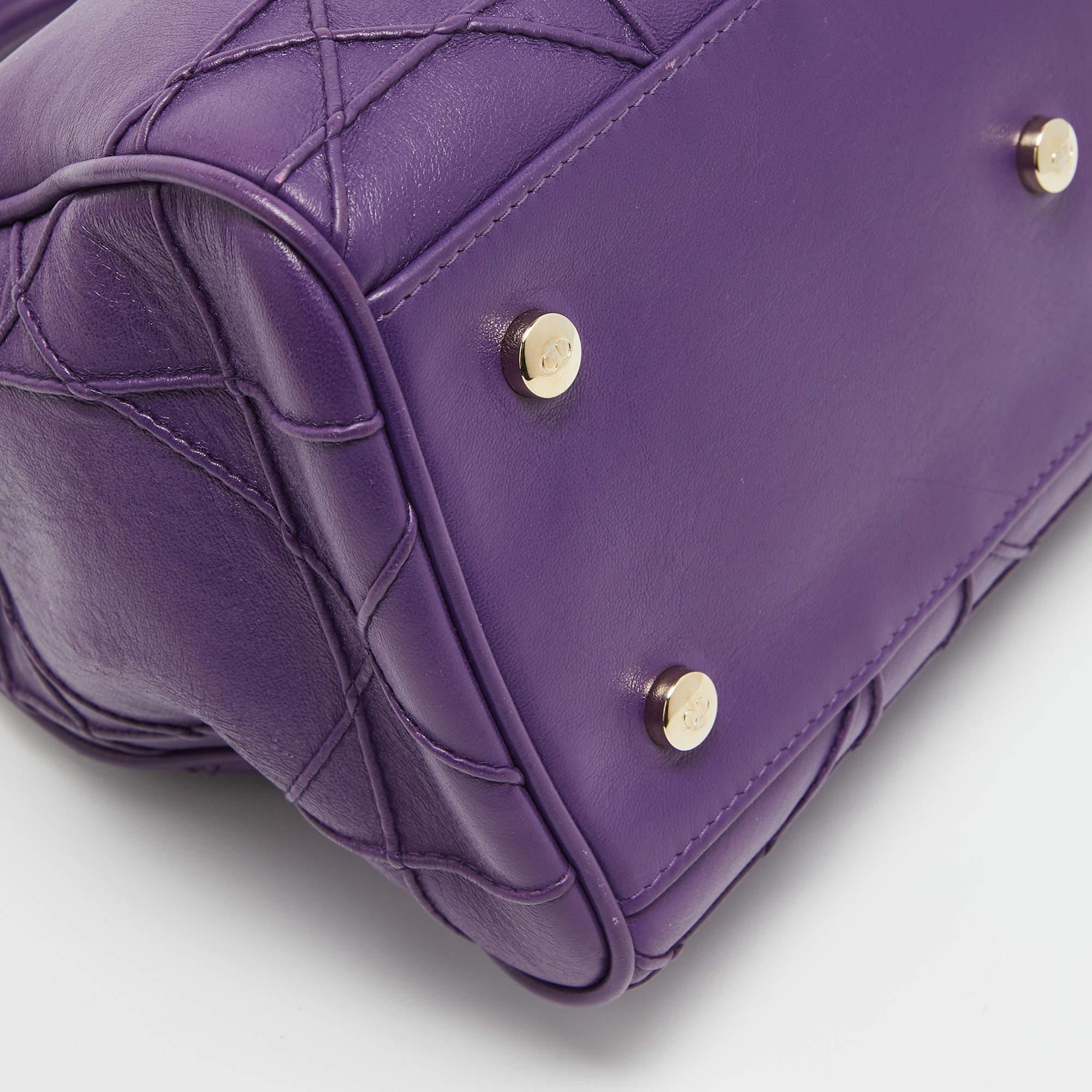 Dior Purple Leather Granville Polochon Bag For Sale 7