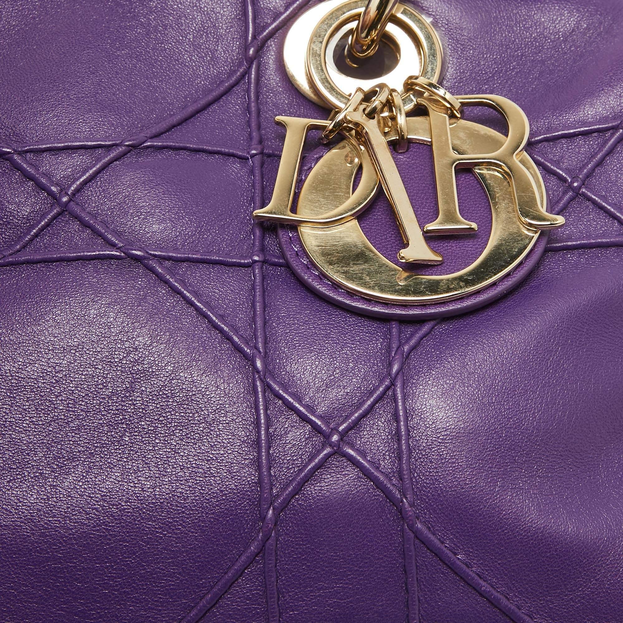 Dior Purple Leather Granville Polochon Bag For Sale 9