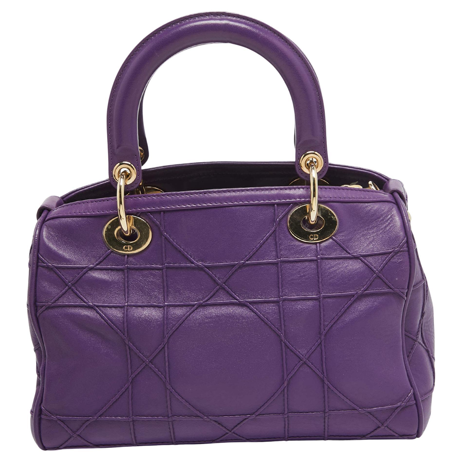 Black Dior Purple Leather Granville Polochon Bag