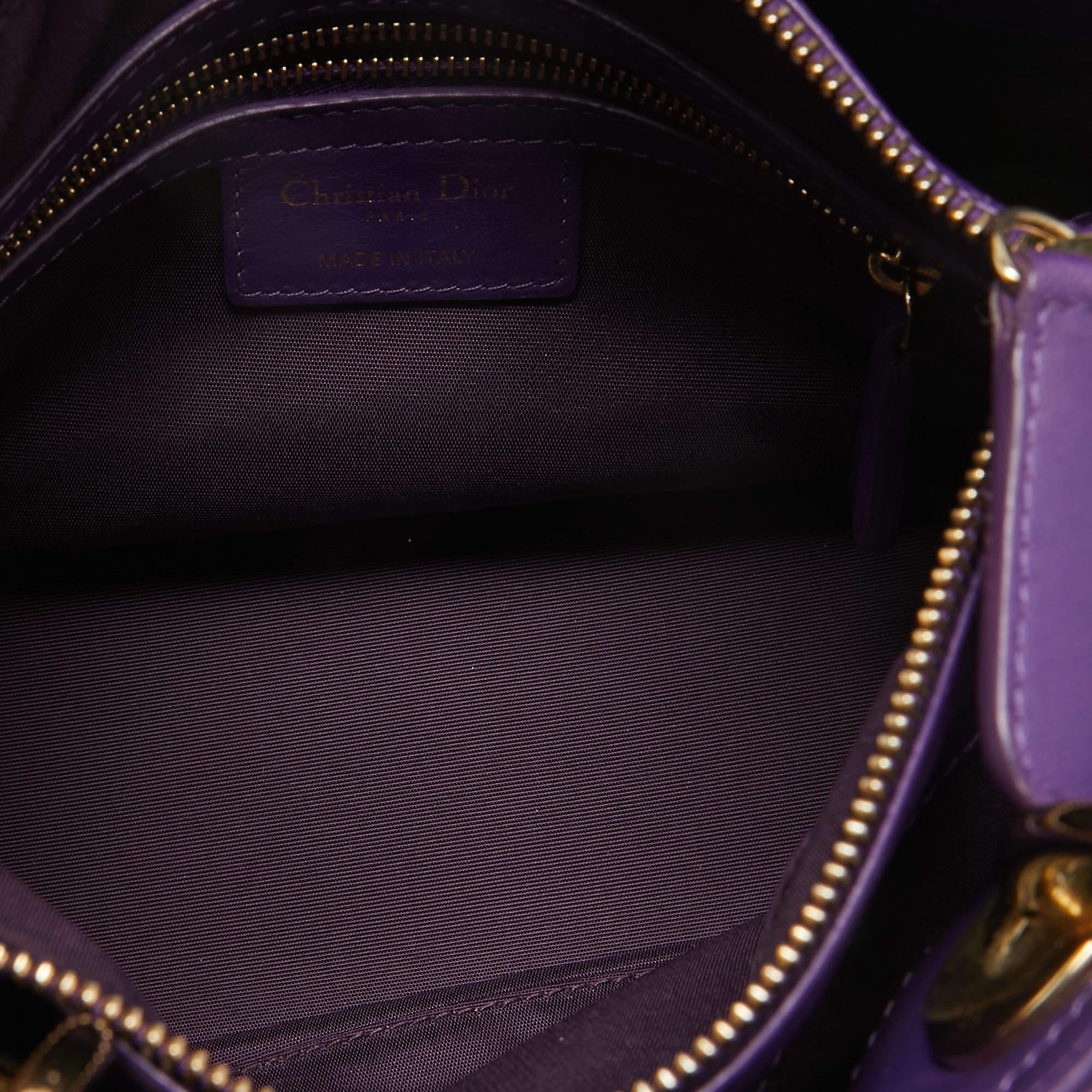 Dior Purple Leather Granville Polochon Bag For Sale 3