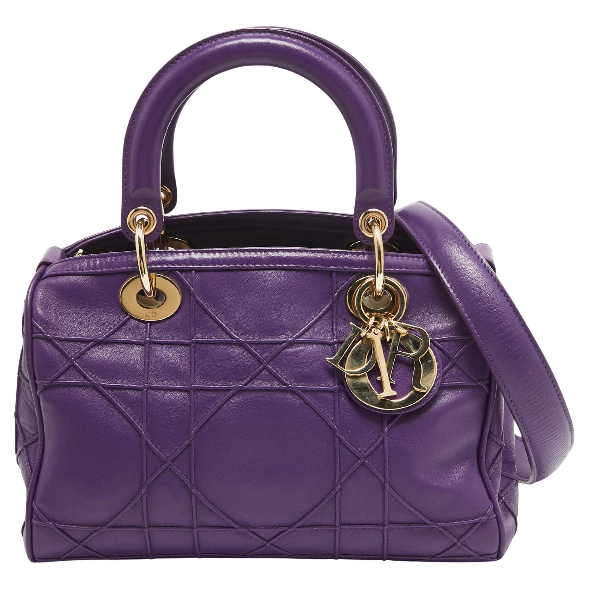 Dior Purple Leather Granville Polochon Bag For Sale