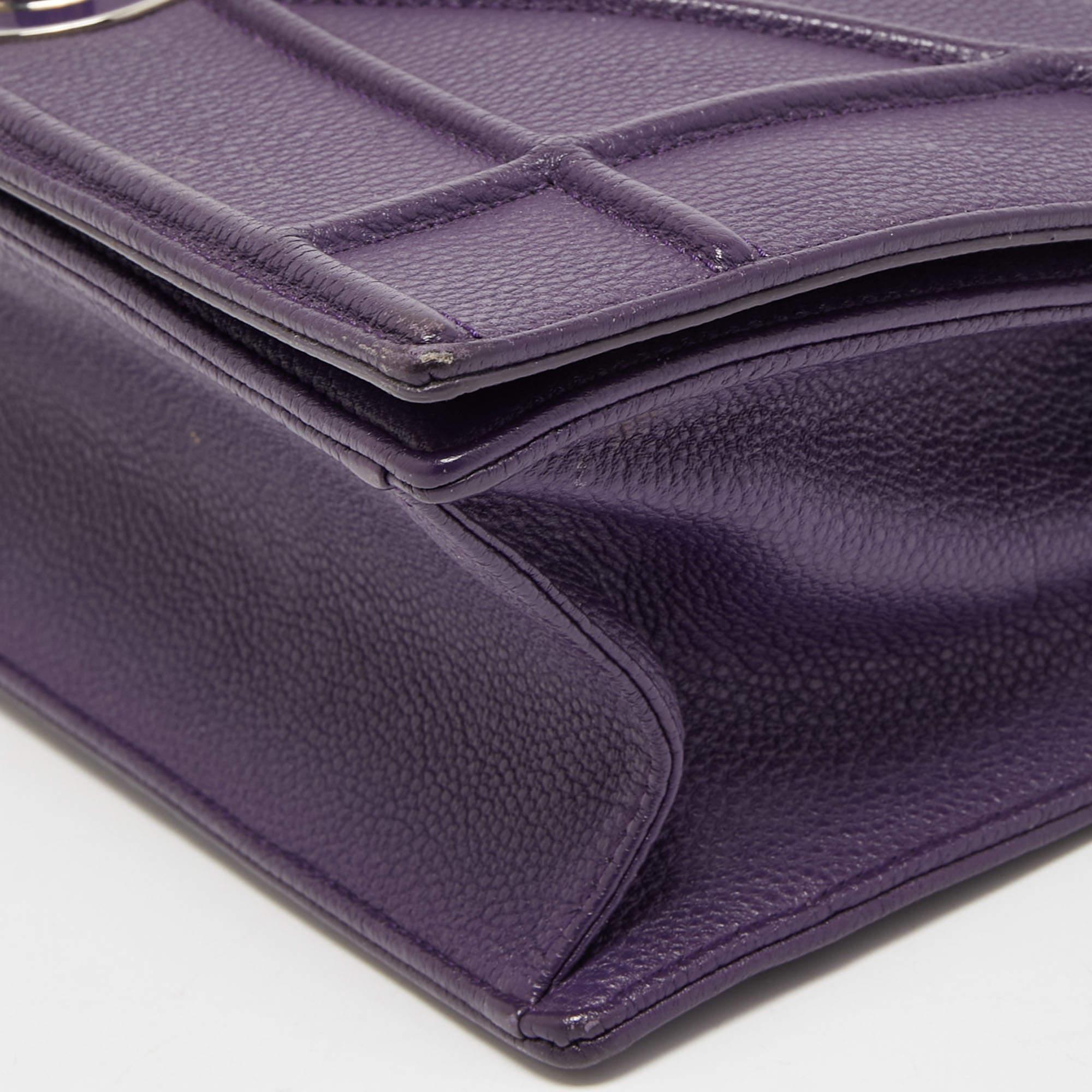 Dior Purple Leather Medium Diorama Flap Shoulder Bag 2