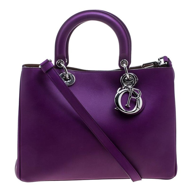 Dior Purple Leather Medium Diorissimo Shopper Tote For Sale at 1stDibs