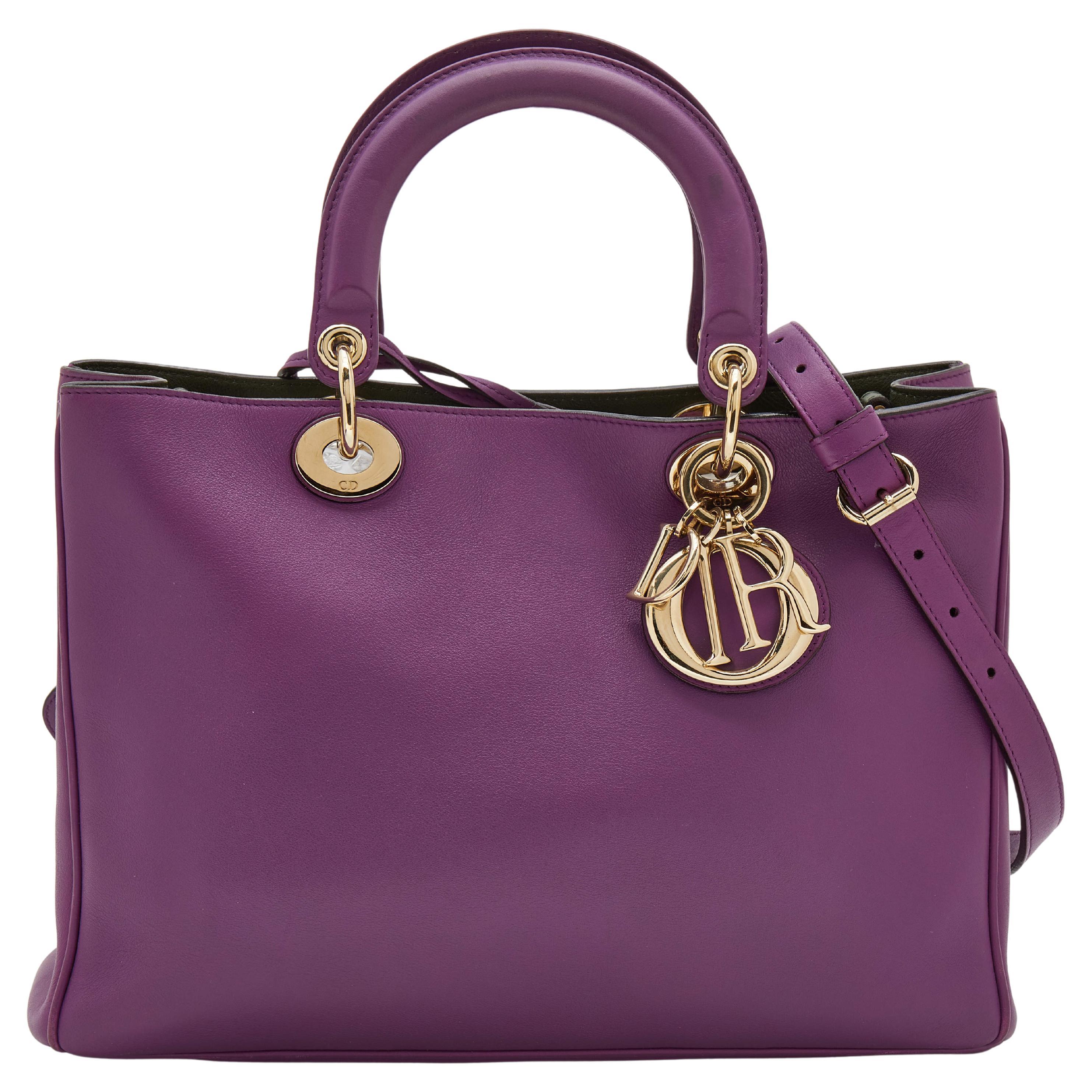 Dior Purple Leather Medium Diorissimo Tote