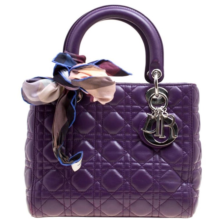 Dior Purple Leather Medium Lady Dior Top Handle Shoulder Bag For Sale at  1stDibs
