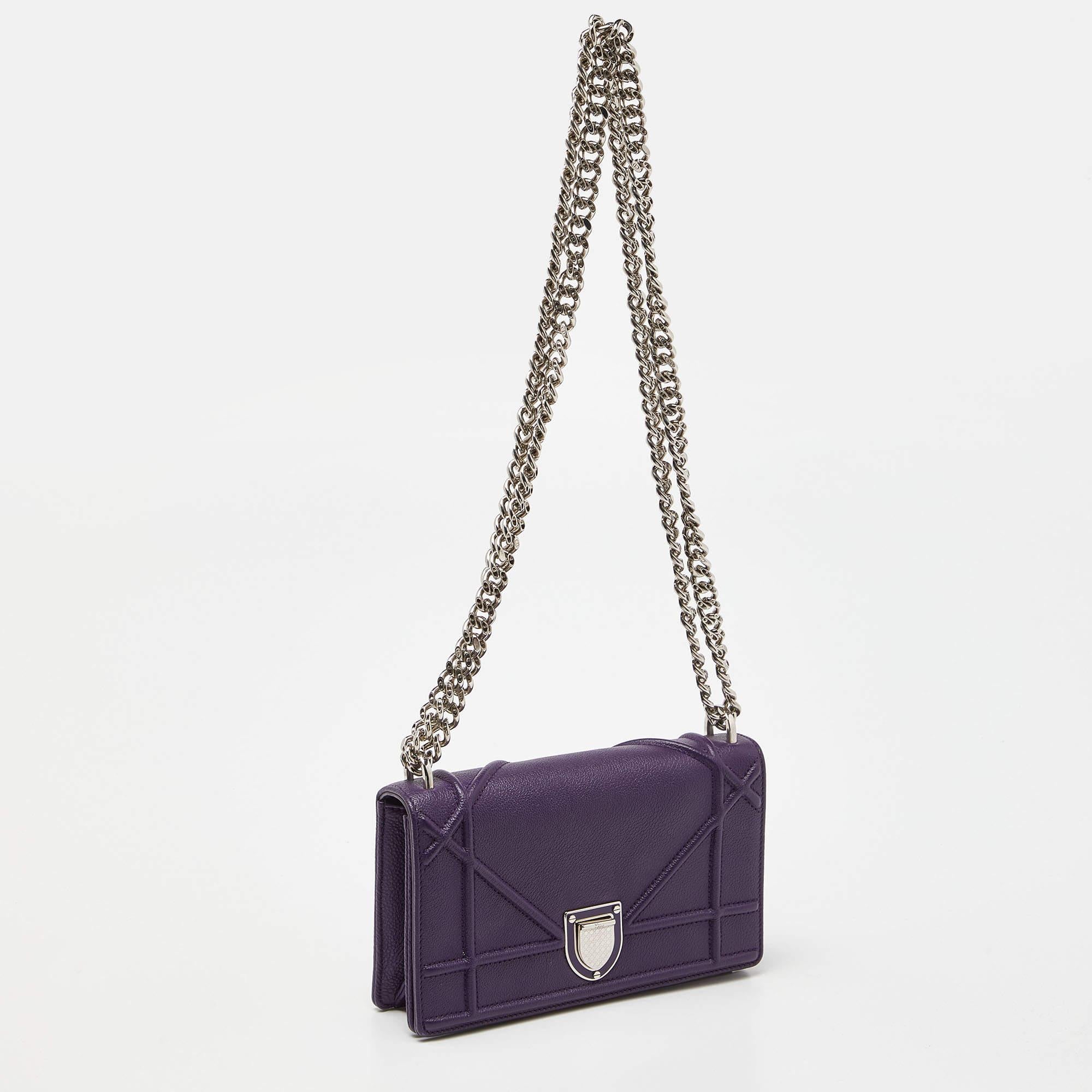 Dior Purple Leather Mini Diorama Shoulder Bag 7