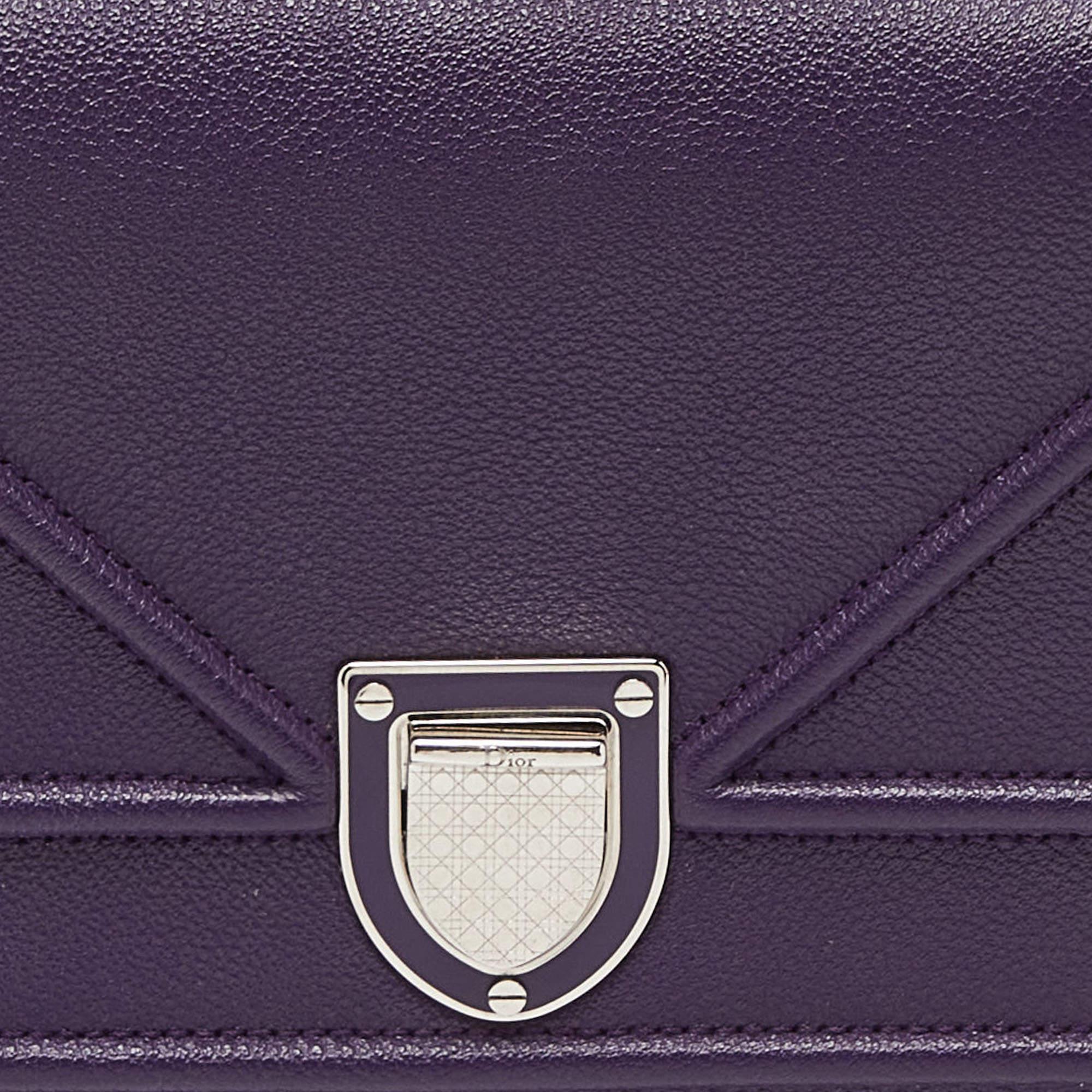 Dior Purple Leather Mini Diorama Shoulder Bag In Excellent Condition In Dubai, Al Qouz 2