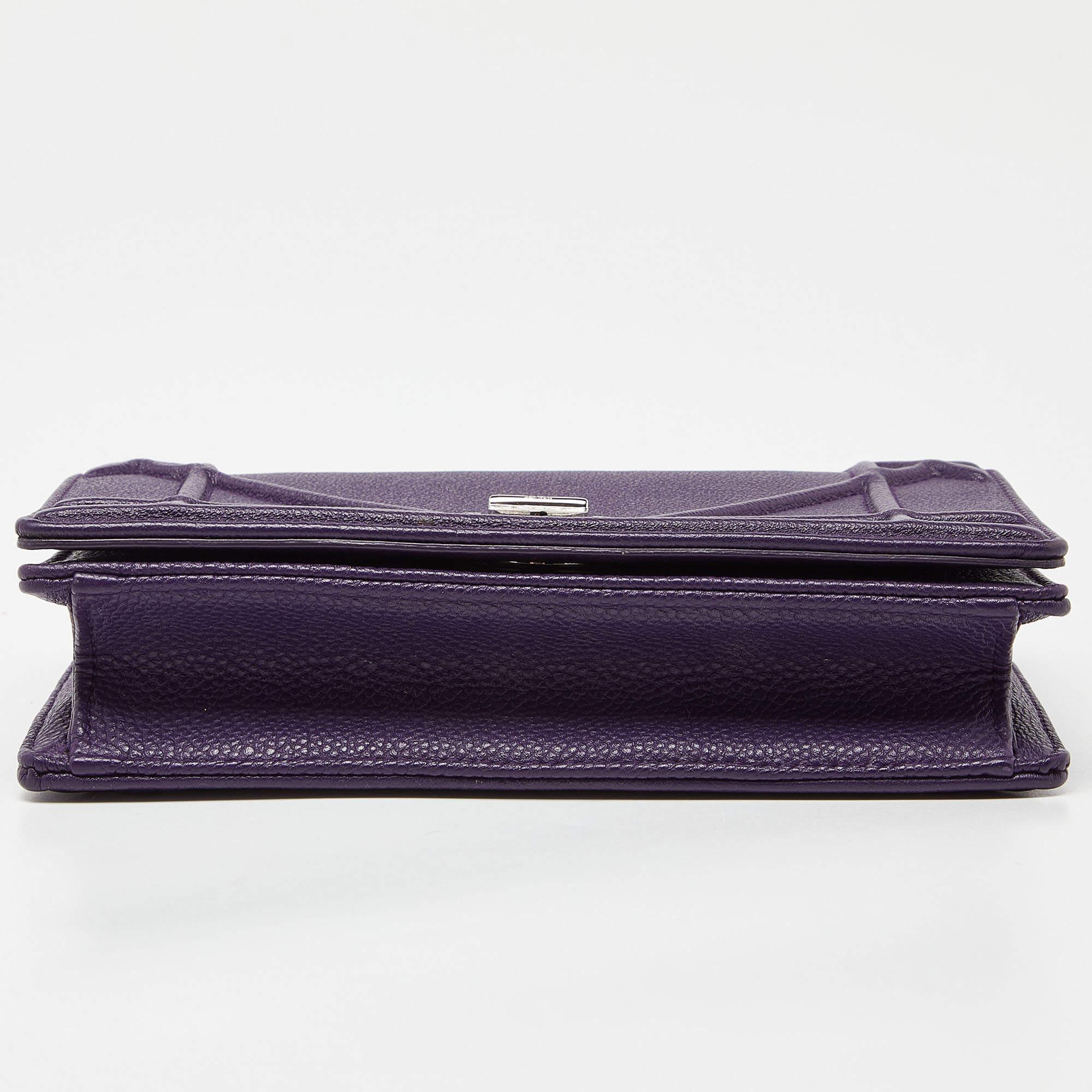 Women's Dior Purple Leather Mini Diorama Shoulder Bag