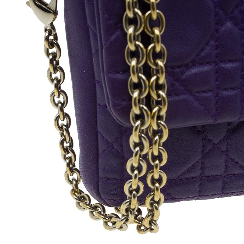 Dior Purple Leather New Lock Chain Clutch Bag 7