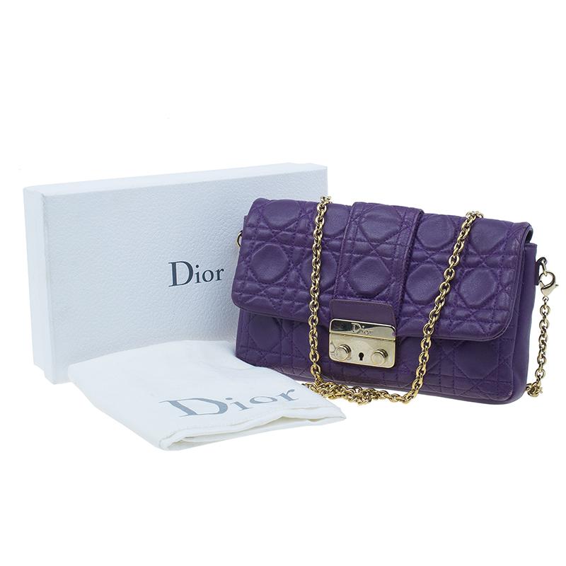 Dior Purple Leather New Lock Chain Clutch Bag 9