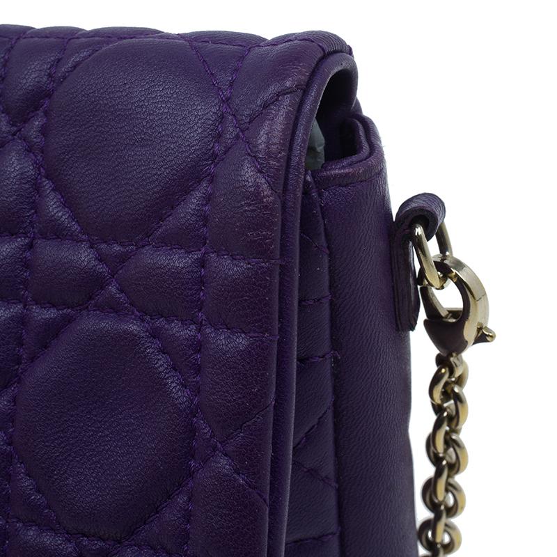 Dior Purple Leather New Lock Chain Clutch Bag Damen
