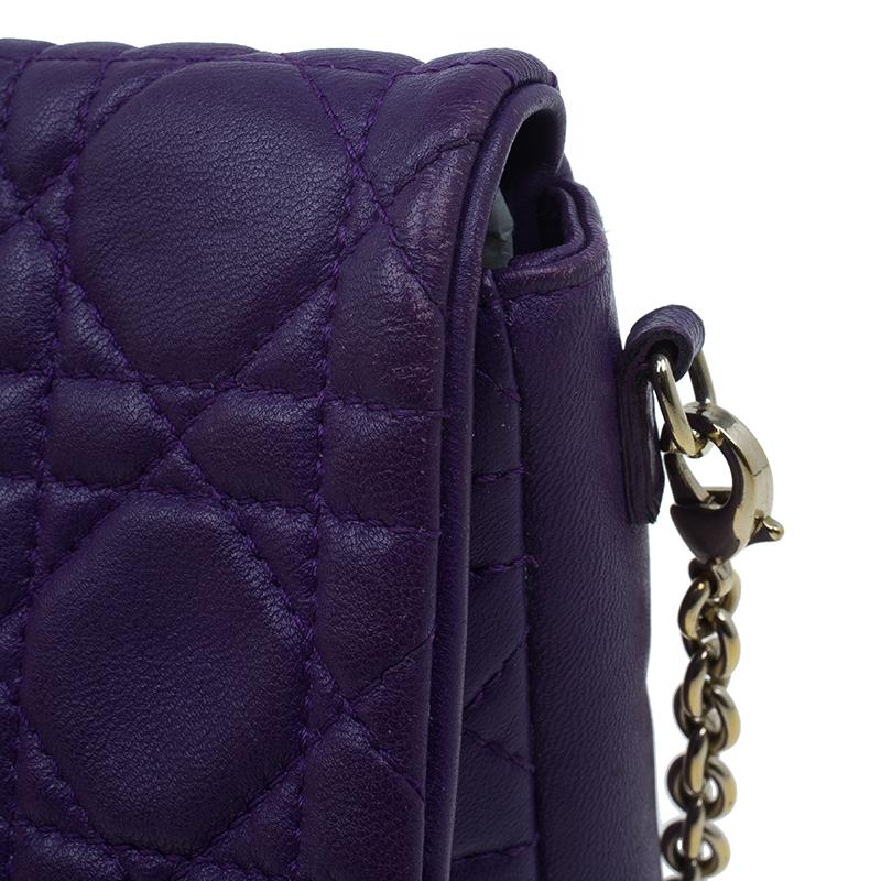 Dior Purple Leather New Lock Chain Clutch Bag 3