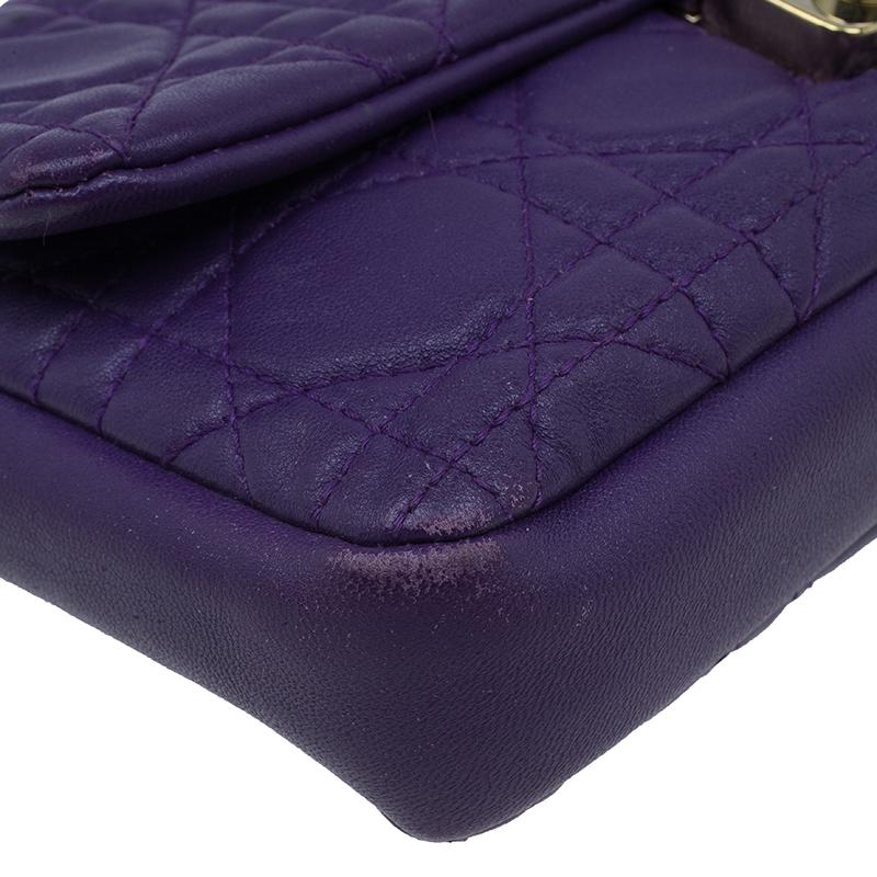 Dior Purple Leather New Lock Chain Clutch Bag 4