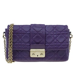 Dior Purple Leather New Lock Chain Clutch Bag