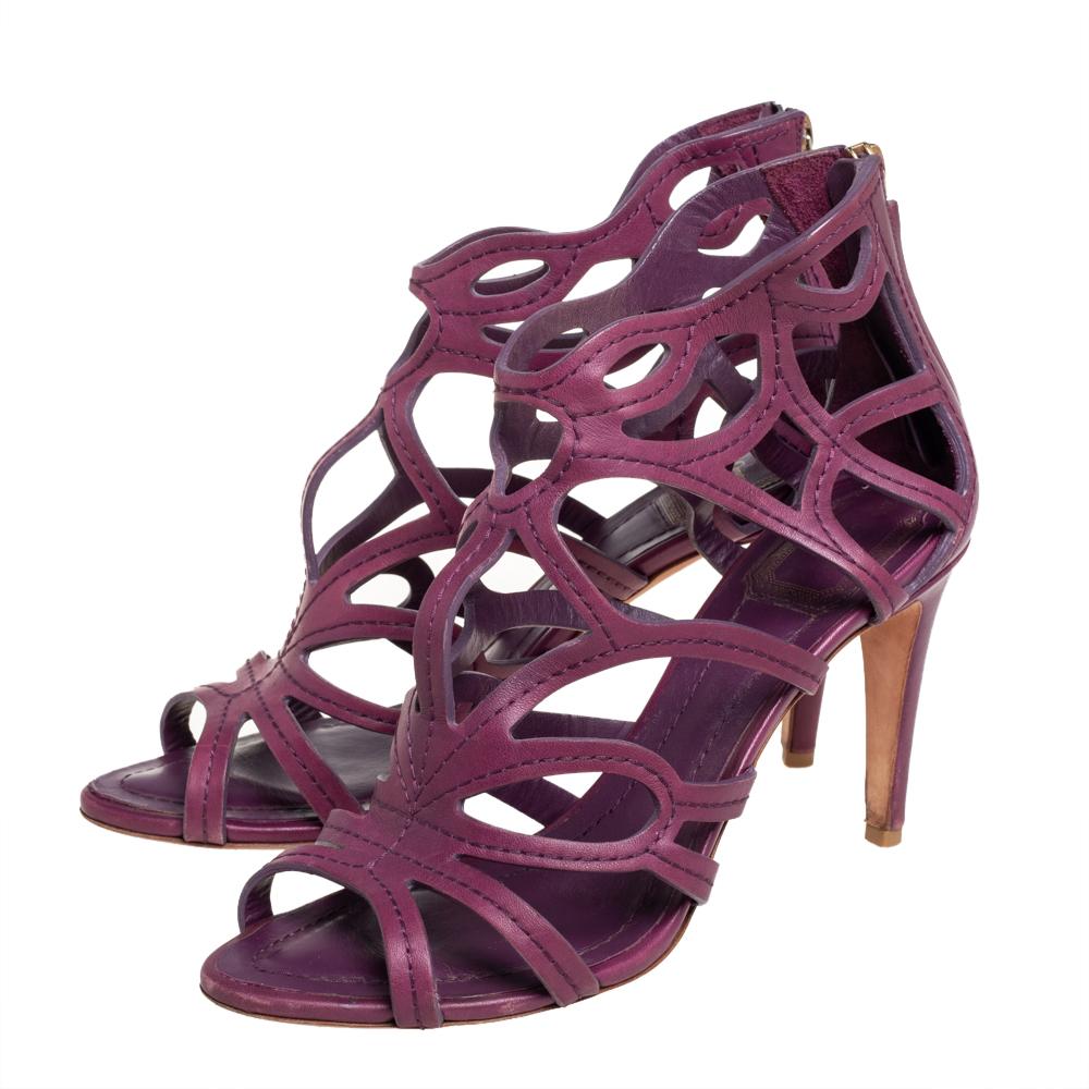 Dior Purple Leather Paradis Sandals Size 39.5 1