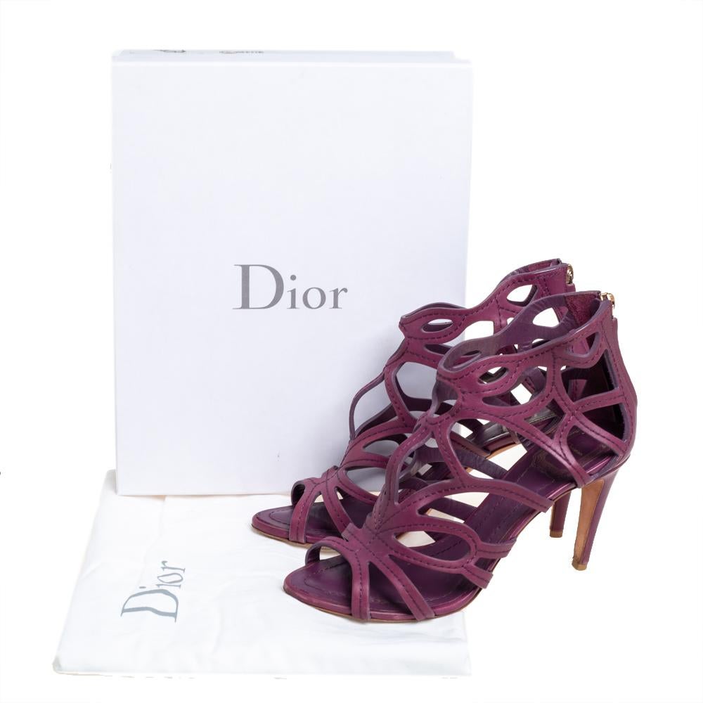 Dior Purple Leather Paradis Sandals Size 39.5 2