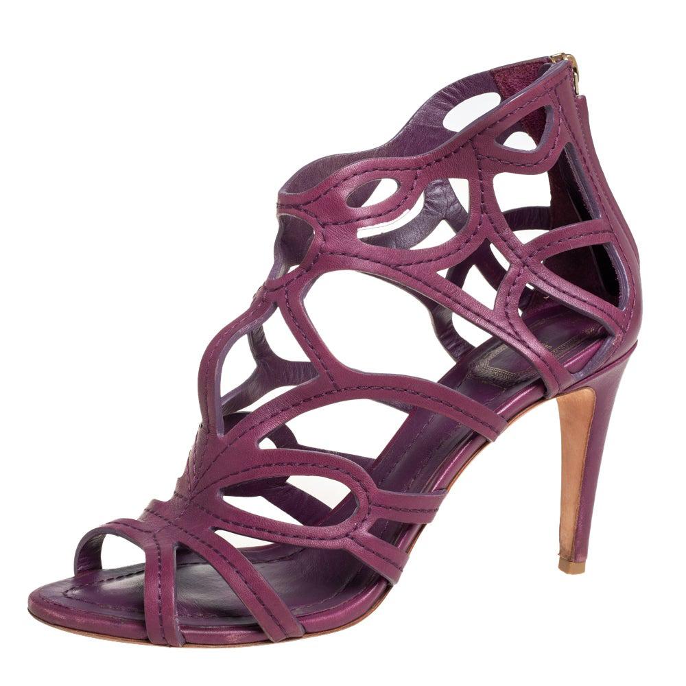 Dior Purple Leather Paradis Sandals Size 39.5