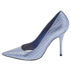 Dior Purple Microcannage Patent Leather Cherie Pointy Pumps Size 38