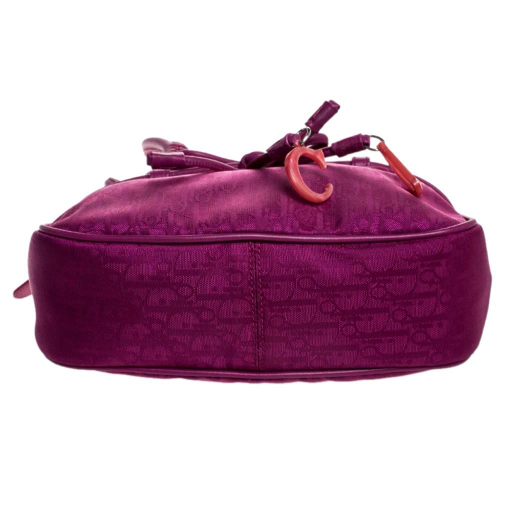 Dior Purple Monogram Nylon and Leather Bow Shoulder Bag 1