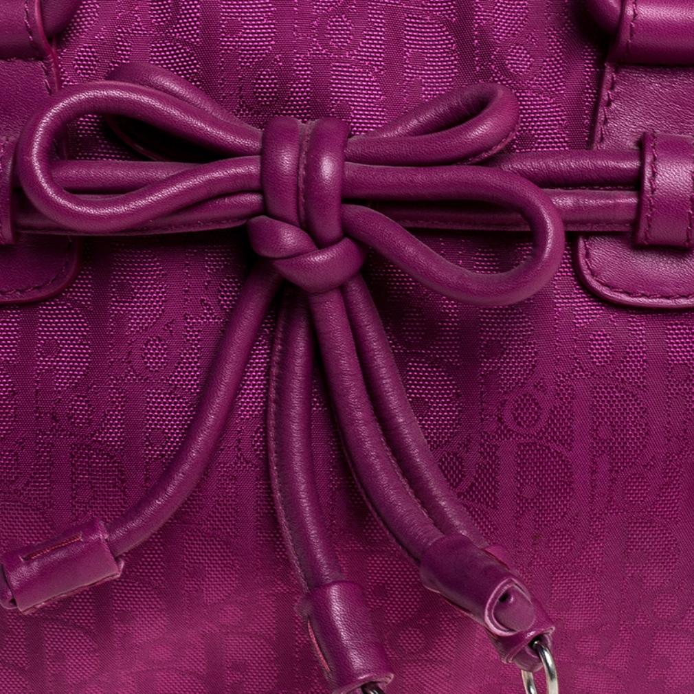 Dior Purple Monogram Nylon and Leather Bow Shoulder Bag 2