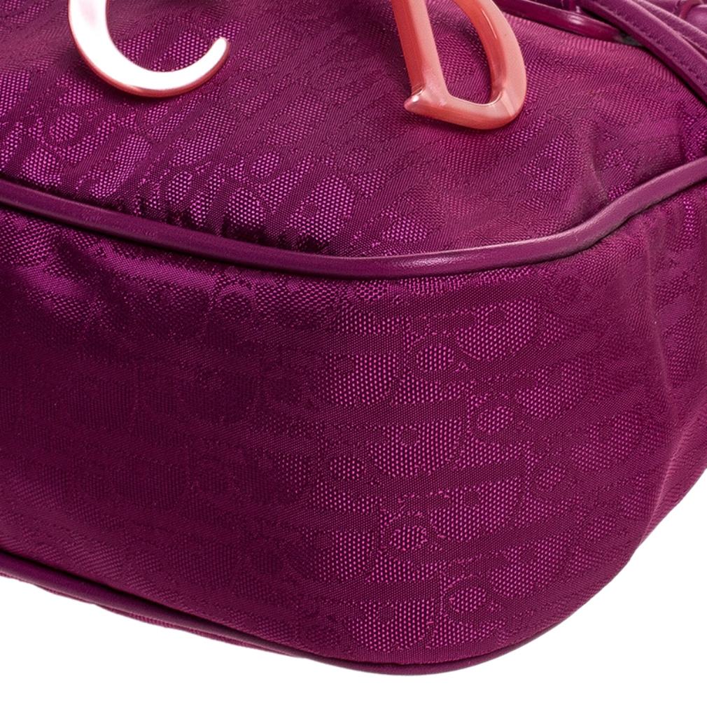 Dior Purple Monogram Nylon and Leather Bow Shoulder Bag 3