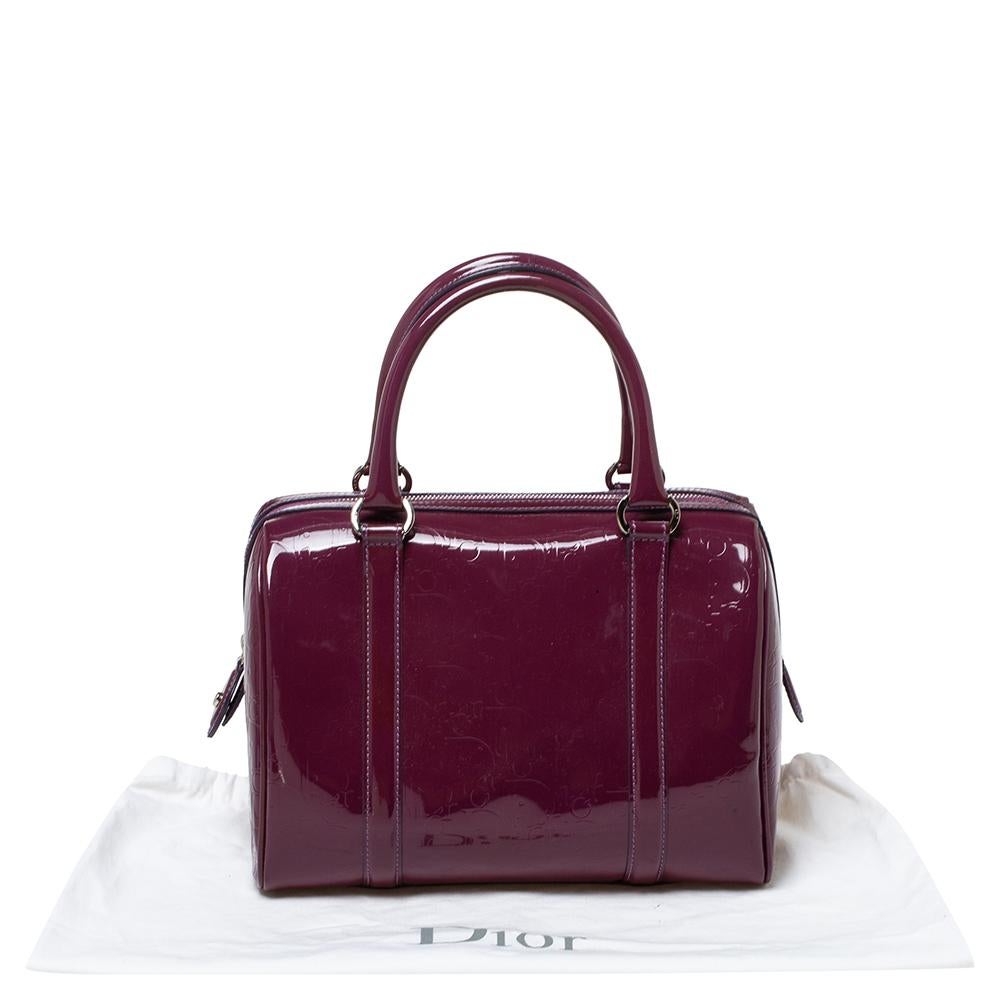 Dior Purple Monogram Patent Leather Boston Bag 6
