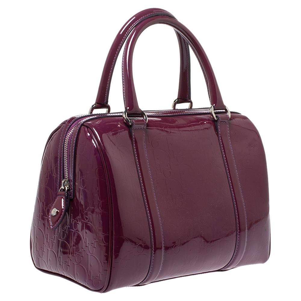 Black Dior Purple Monogram Patent Leather Boston Bag
