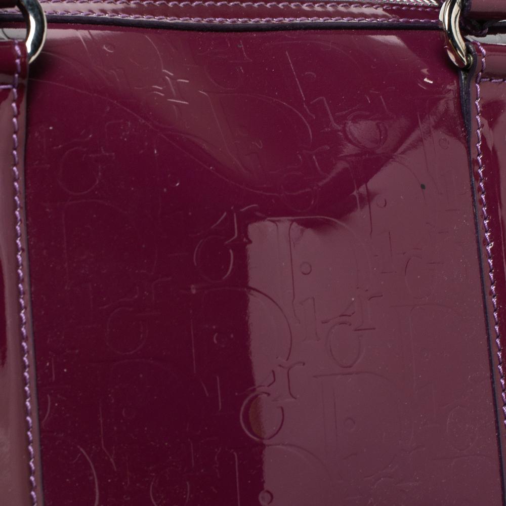 Dior Purple Monogram Patent Leather Boston Bag In Good Condition In Dubai, Al Qouz 2