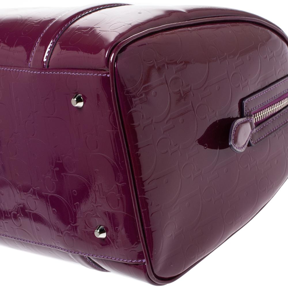 Dior Purple Monogram Patent Leather Boston Bag 1