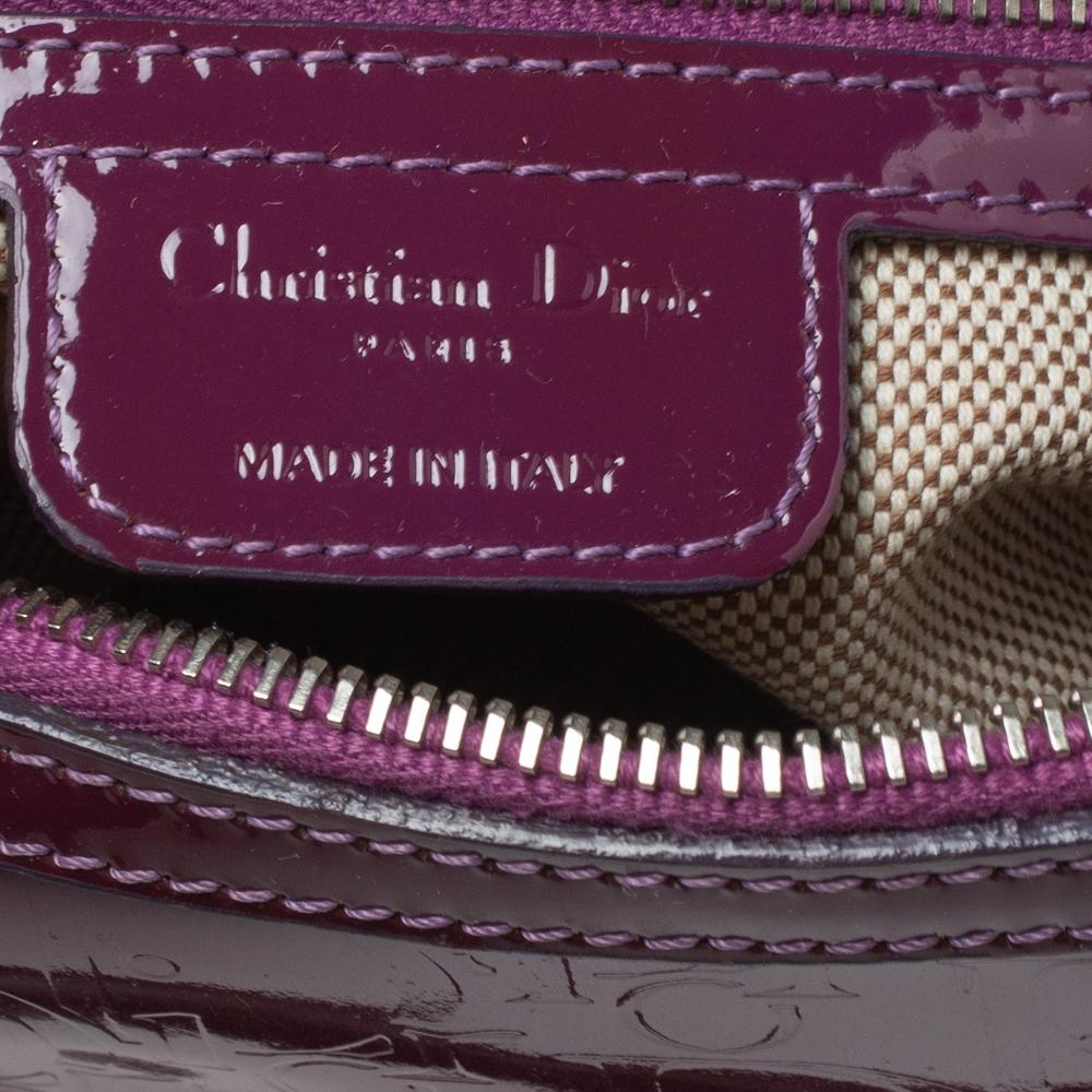 Women's Dior Purple Monogram Patent Leather Boston Bag