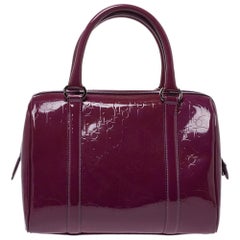 Dior Purple Monogram Patent Leather Boston Bag