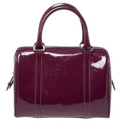 Dior Purple Monogram Patent Leather Boston Bag