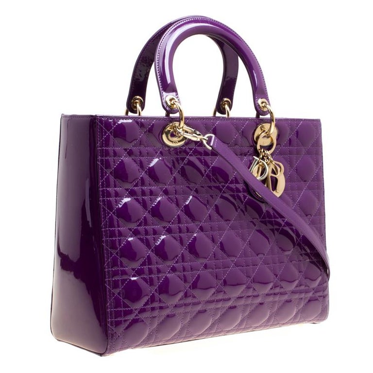 Dior Lady Large Patent Dark Purple