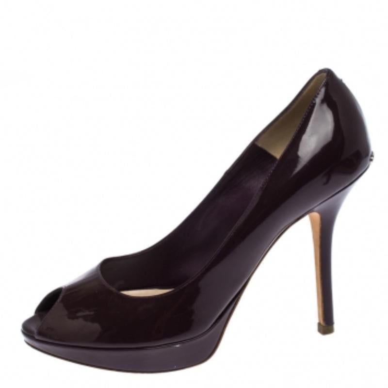 Dior Lila Lackleder Miss Dior Peep Toe Plateau Pumps Größe 38 im Angebot