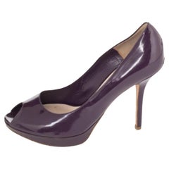 Dior Purple Patent Leather Peep Toe Pumps Size 39
