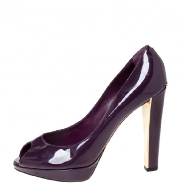 Dior Lila Lackleder Plateau Peep Toe Pumps Größe 39 Damen im Angebot
