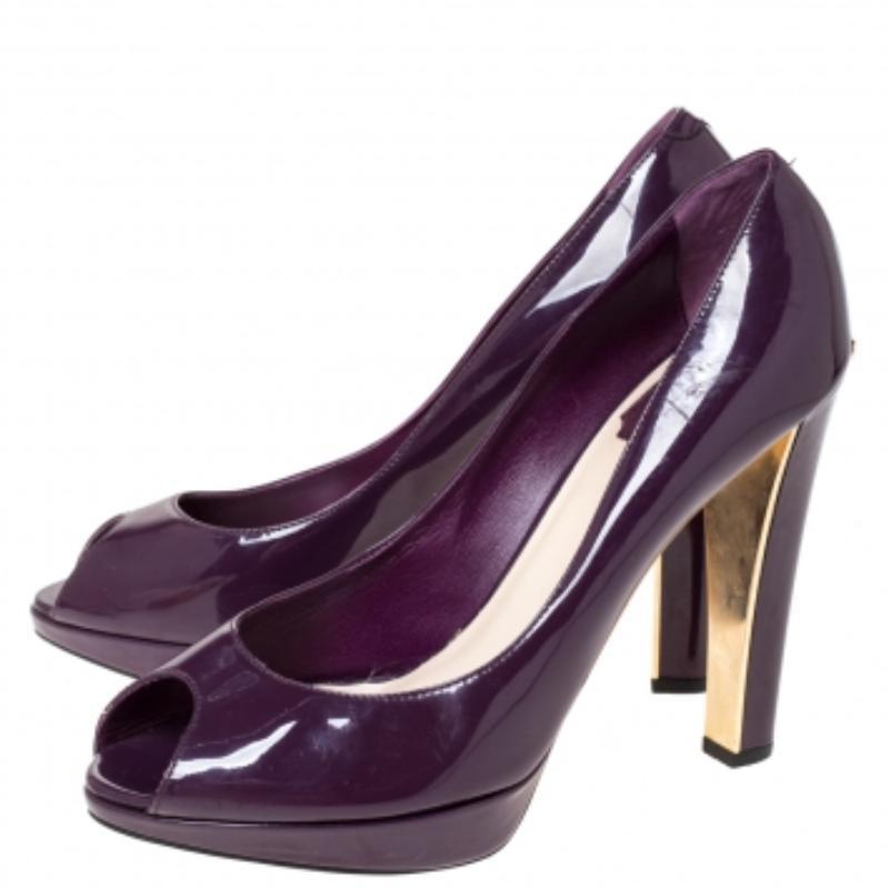 Dior Lila Lackleder Plateau Peep Toe Pumps Größe 39 im Angebot 2