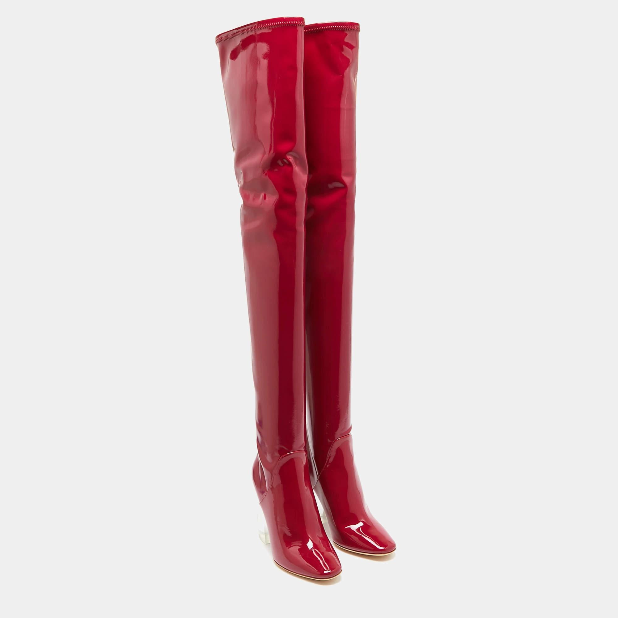 Dior Purple Patent Over-The-Knee Boots Size 37 In New Condition For Sale In Dubai, Al Qouz 2