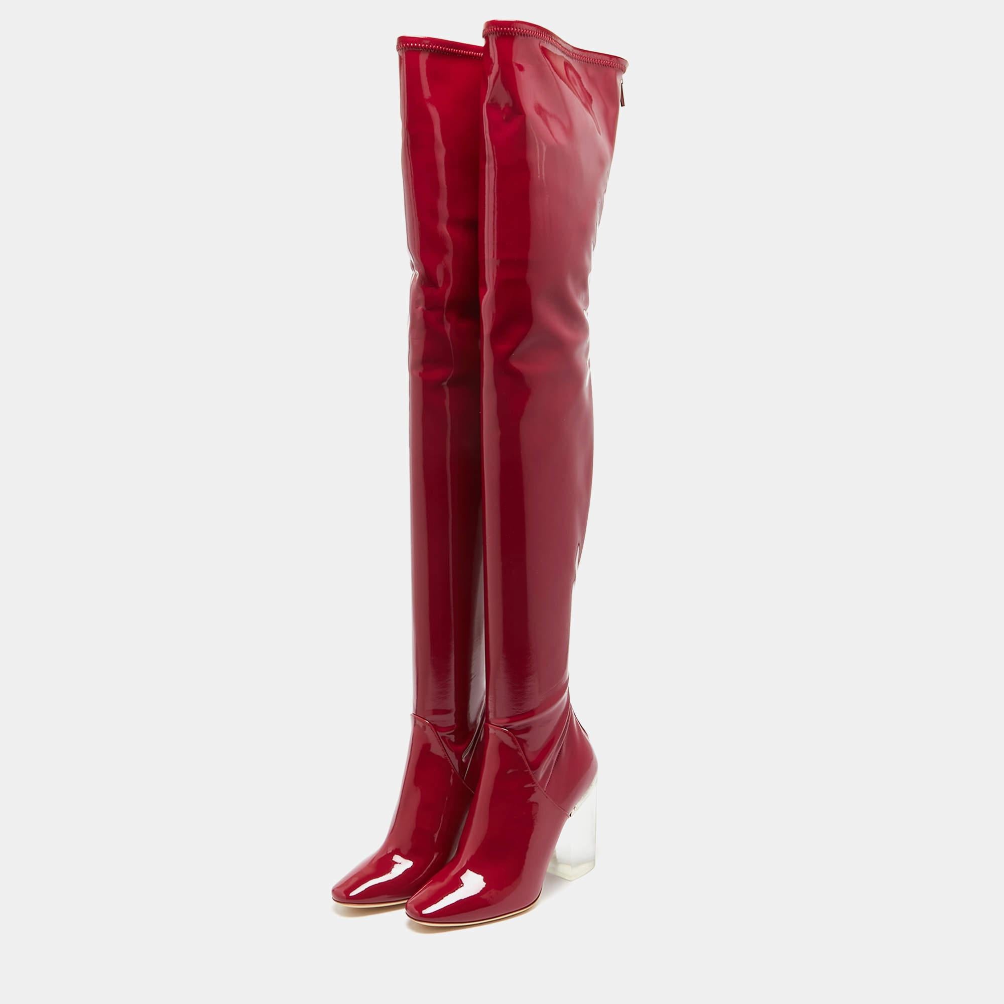 Dior Purple Patent Over-The-Knee Boots Size 37 For Sale 4